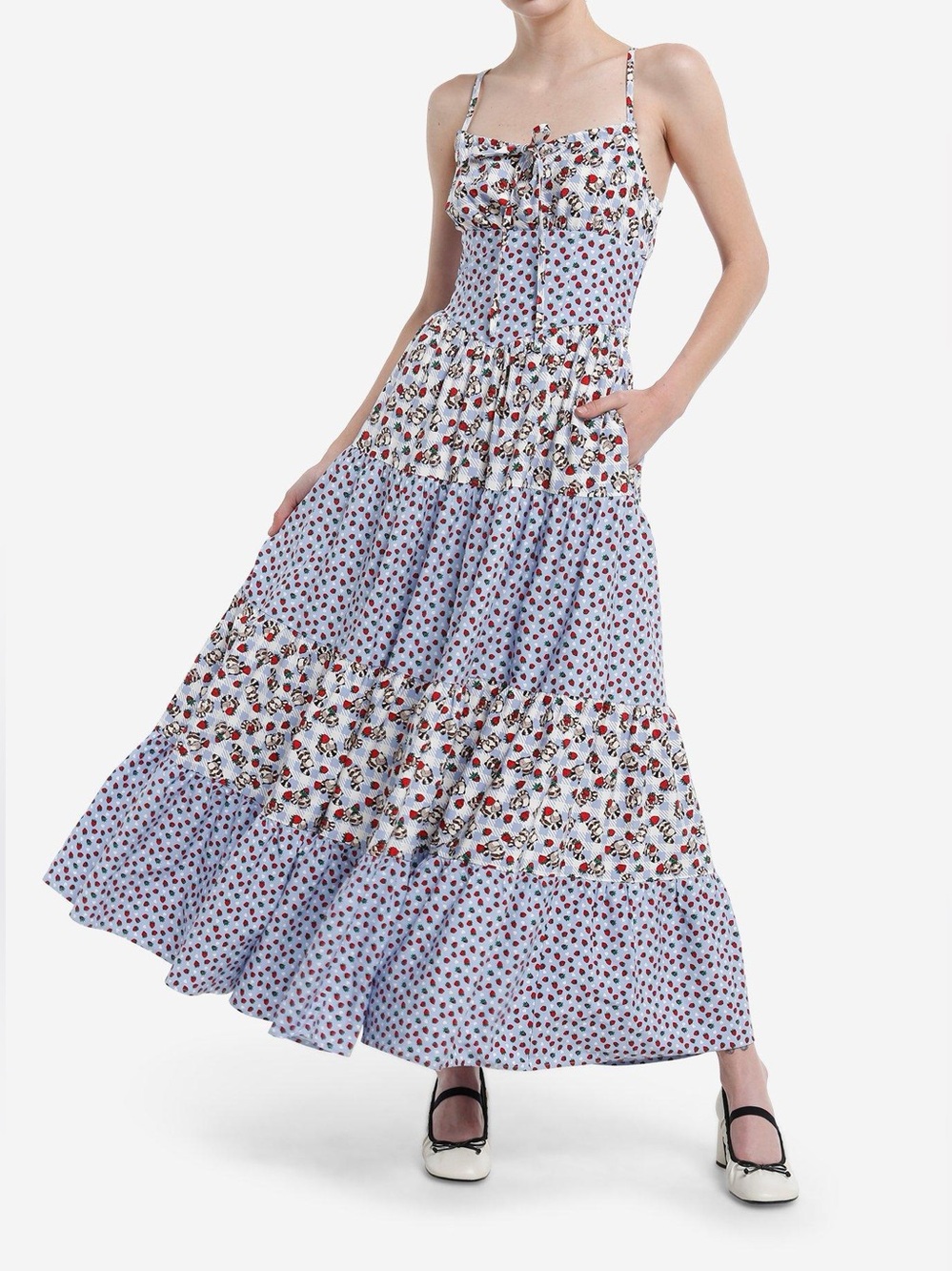 NEW Thorn & Fable Raccoons & Strawberries Strappy Maxi Dress - Hot Topic - Small